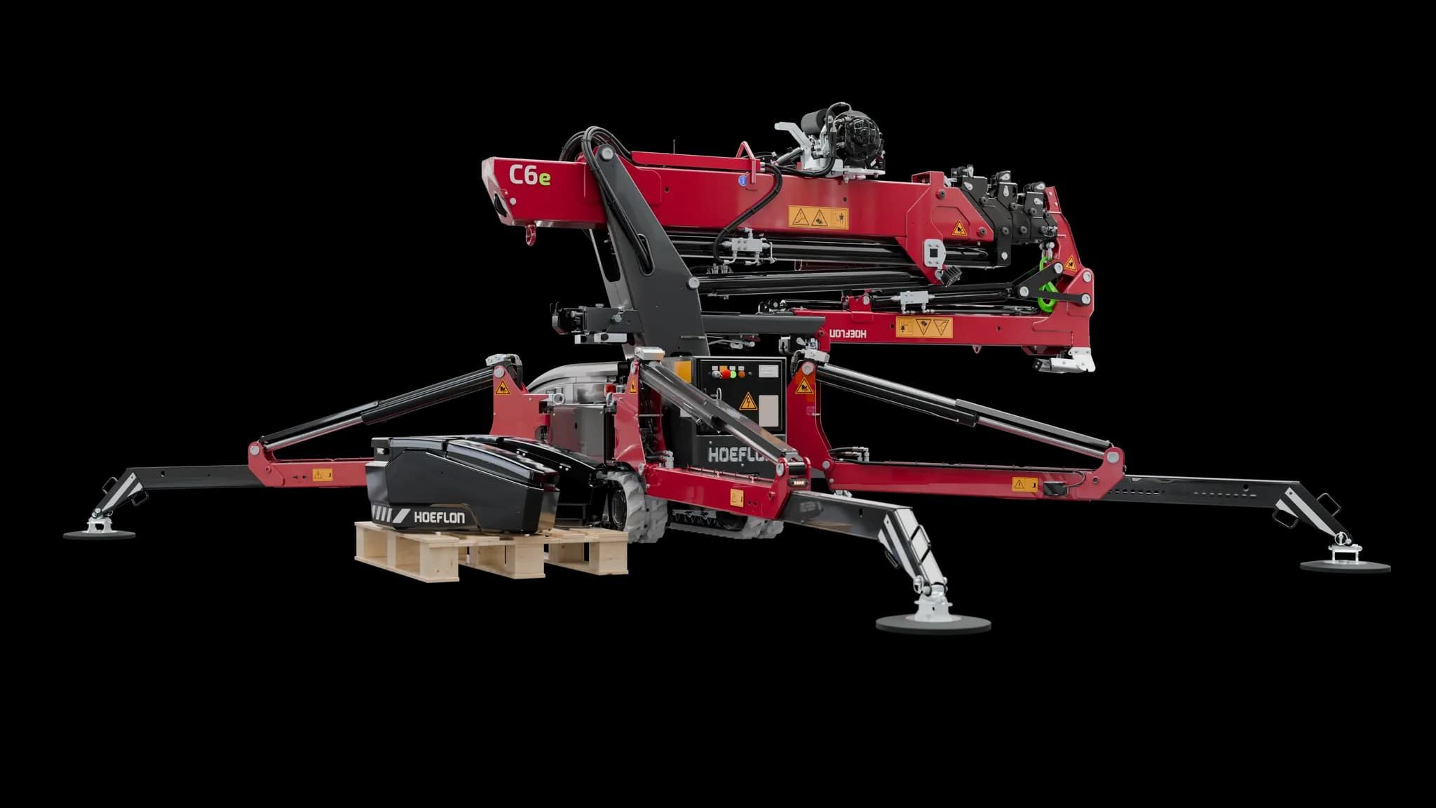 Hoeflon C6e BR Kran mit abgetrenntem Ballast.