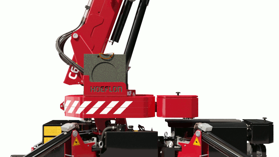 Animiertes Bild (GIF) des Hoeflon C6e mit beweglichem Gegengewicht.
