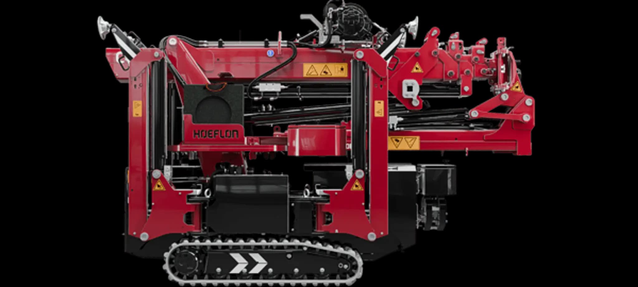 Bild des Hoeflon C4e Krans im Transportmodus.